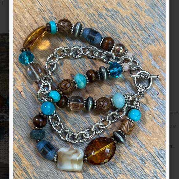 Bohemian “ Gracie “ BOHO Silver 3 Strand Multi Colored Beaded Bracelet - Picture 2 of 4